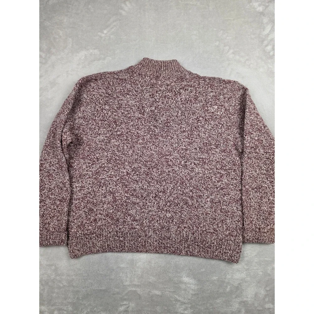 Vintage Peconic Bay Traders Sweater Women XL Red Marl Wool Blend Henley Knit USA
